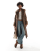 brown longline leather look trench with faux fur collar