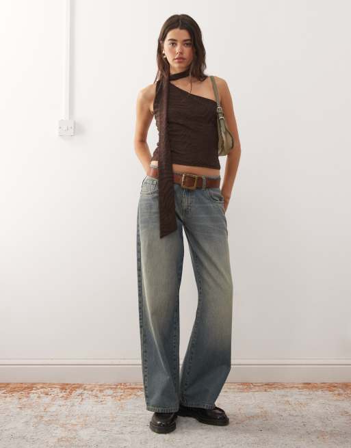 Reclaimed Vintage – Brun, enaxlad scarftopp i zebramönstrad devoré, 4 av 4