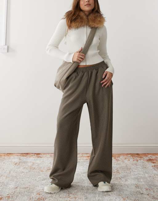 Reclaimed Vintage - Brune pull-on-bukser med små tern