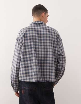 Reclaimed Vintage Brushed Checked Fabric Shirt In Blue