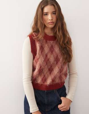 Reclaimed Vintage Brushed Knit Vest In Multi