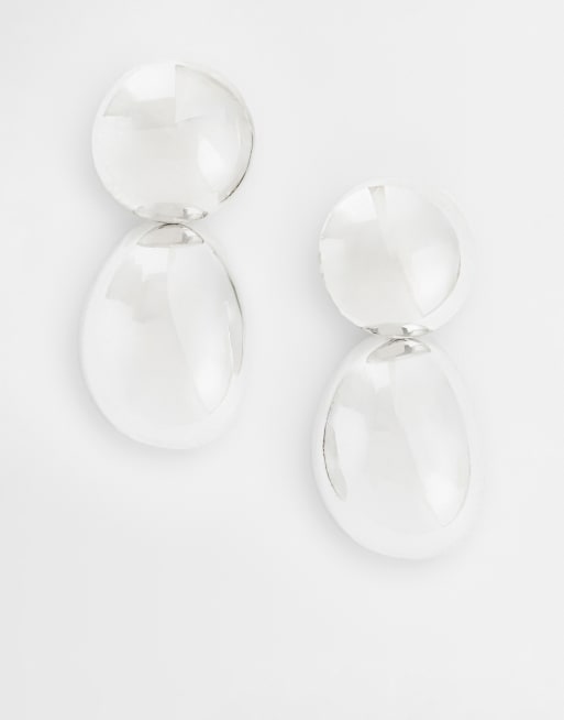 Reclaimed Vintage bubble drop studs in silver