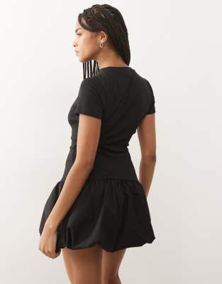Reclaimed Vintage Bubble Hem Mini Dress In Black