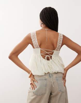 Reclaimed Vintage Bubble Hem Top In Green