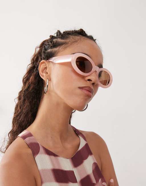 Reclaimed Vintage – Bubble – Ovale Sonnenbrille in Rosa , 3 von 3