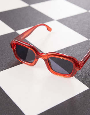 Reclaimed Vintage Bubble Square Sunglasses In Red