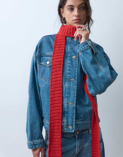 Reclaimed Vintage bufanda High Drama en rojo oscuro, 1 de 5