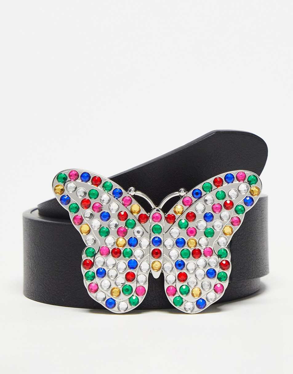 Reclaimed Vintage butterfly belt in black