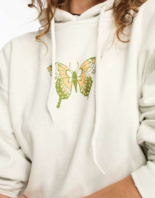 Reclaimed Vintage butterfly skate hoodie in ecru, 3 of 4