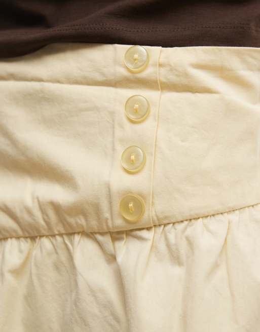 Reclaimed vintage buttermilk poplin awkward length midi skirt, 5 of 5