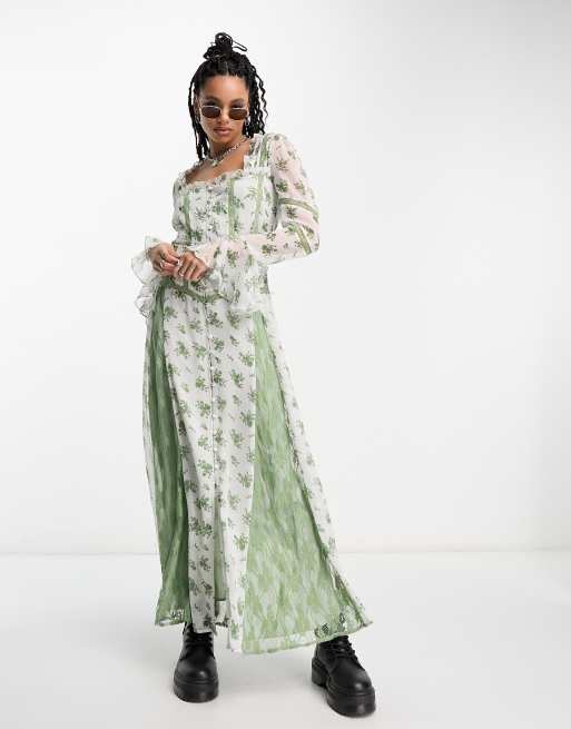 Floral button front maxi dress sales
