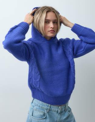 Reclaimed Vintage Button Funnel Neck Sweater In Blue