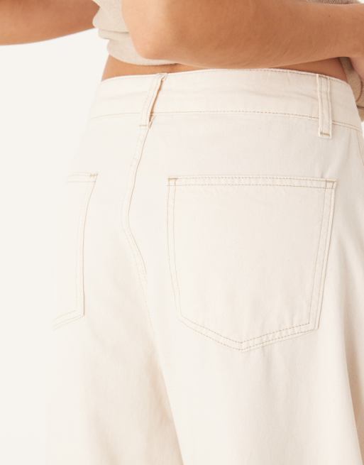 Reclaimed Vintage button through barrel leg pants in ecru, 4 of 5