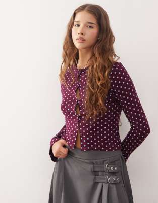 Reclaimed Vintage Button Through Flared Sleeve Top In Purple