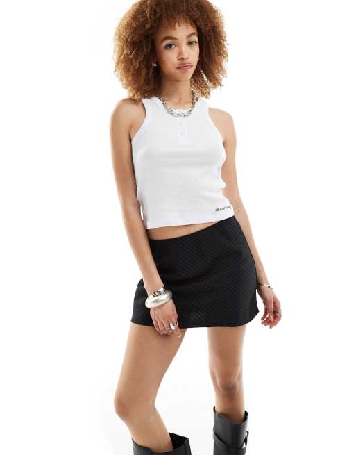 Reclaimed Vintage button up henley singlet in white