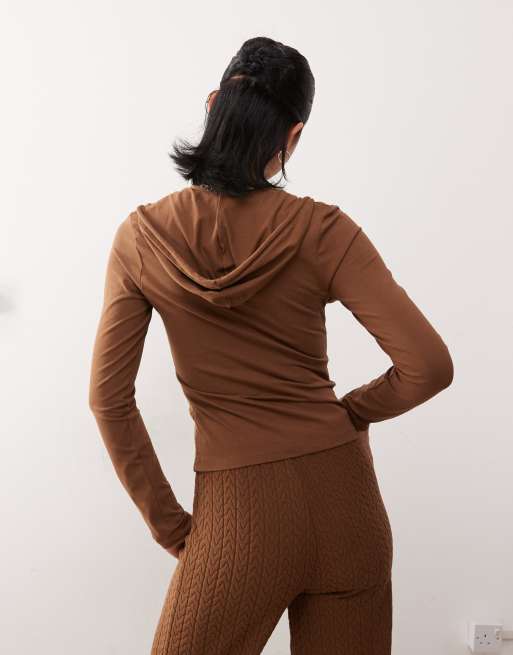 Reclaimed Vintage cable hoodie co ord in brown ASOS