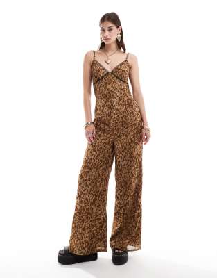 cami jumpsuit in animal print-Multi