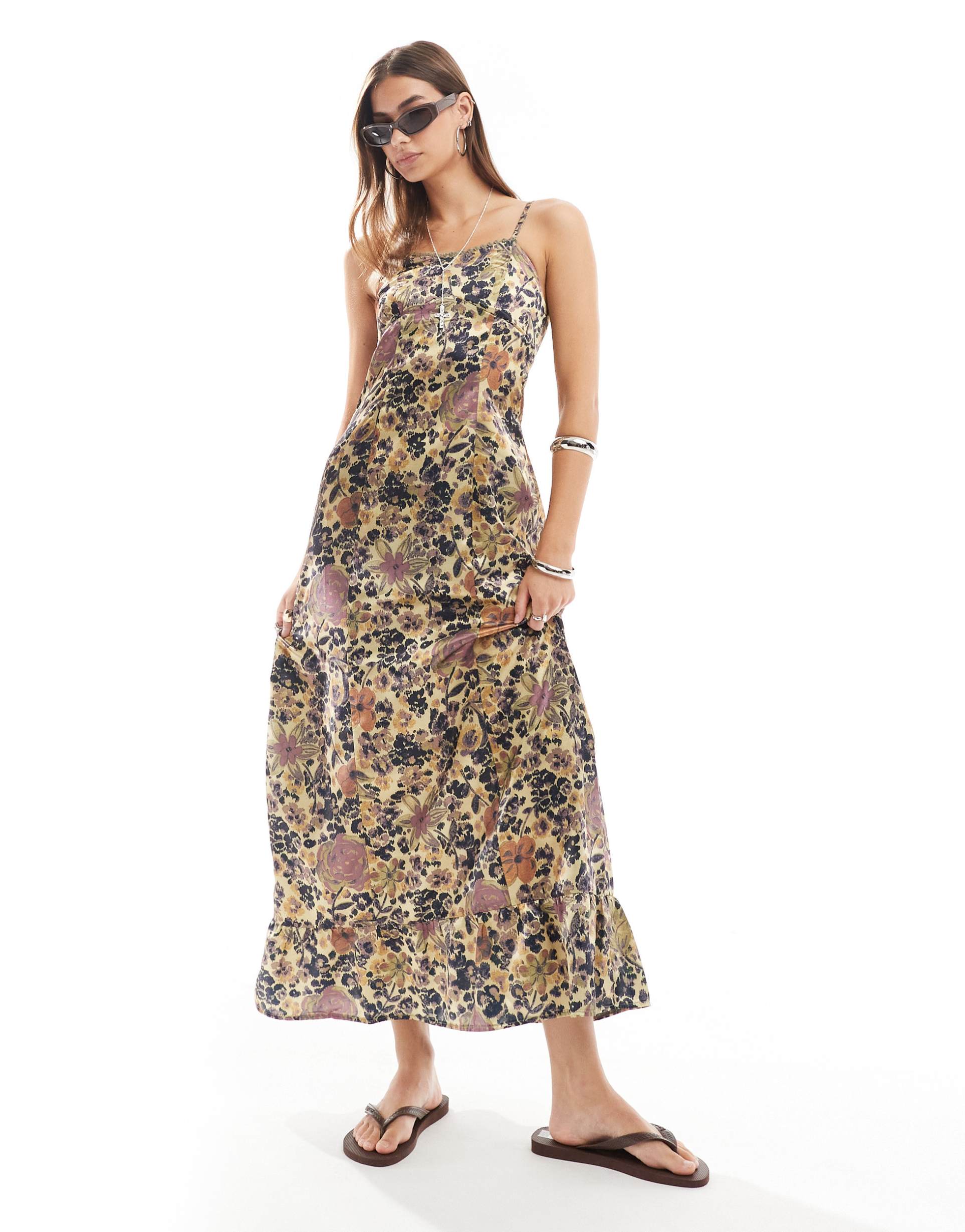 reclaimed vintage cami midi dress in print
