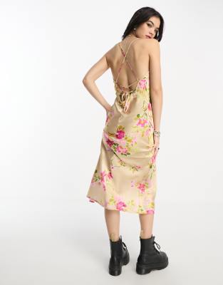 Reclaimed Vintage cami satin midi dress in summer floral | ASOS