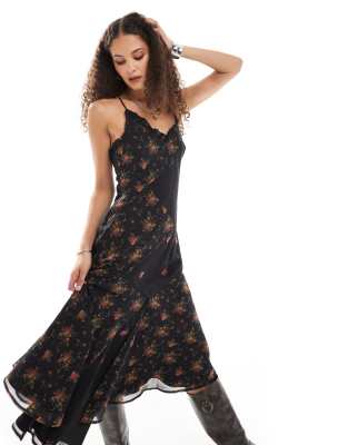 Reclaimed Vintage Cami Slip Dress With Spliced Floral Print-multi