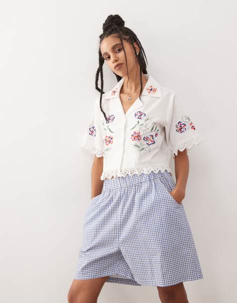 Reclaimed Vintage - Camicia a maniche corte con ricamo - view 1
