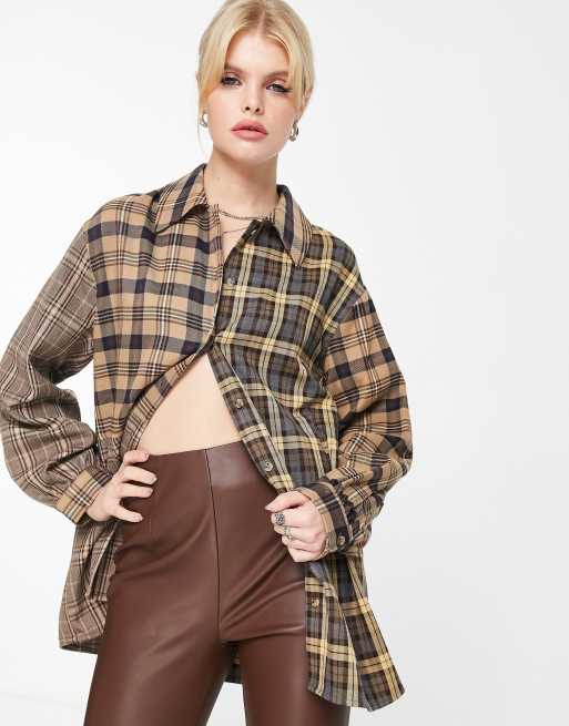 Reclaimed Vintage Camicia a quadri misti marrone ASOS