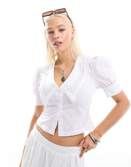 Reclaimed Vintage - Camicia bianca stile western con colletto