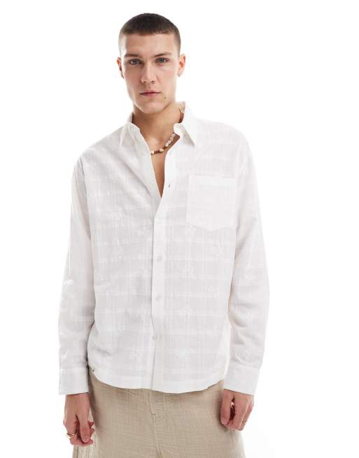 Reclaimed Vintage Camicia bianca trasparente ricamata