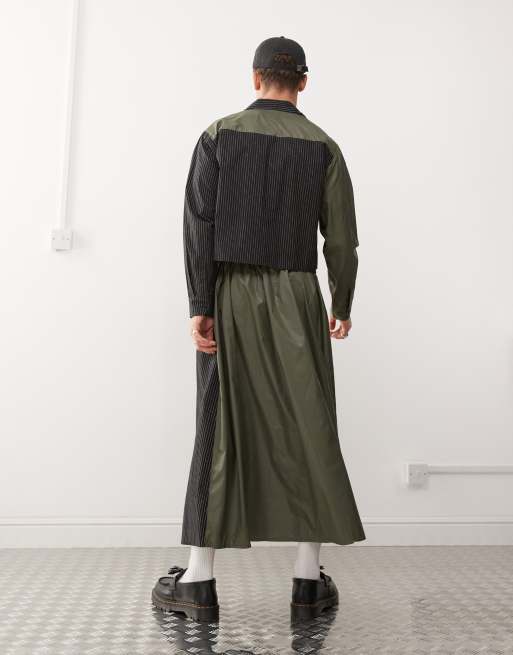 Reclaimed Vintage - Camicia corta genderless in nylon e gessata, 4 di 4
