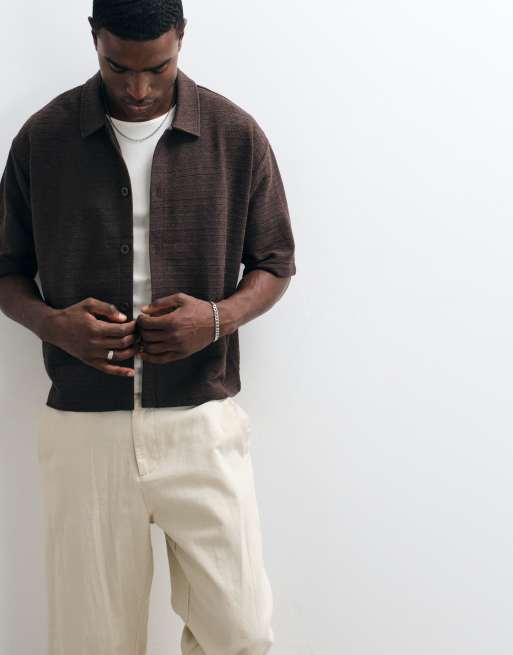 Reclaimed Vintage - Camicia marrone all'uncinetto, 2 di 5