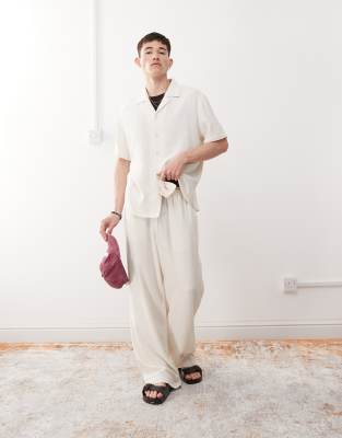 Reclaimed Vintage - Camicia oversize in misto lino color crema - view 1