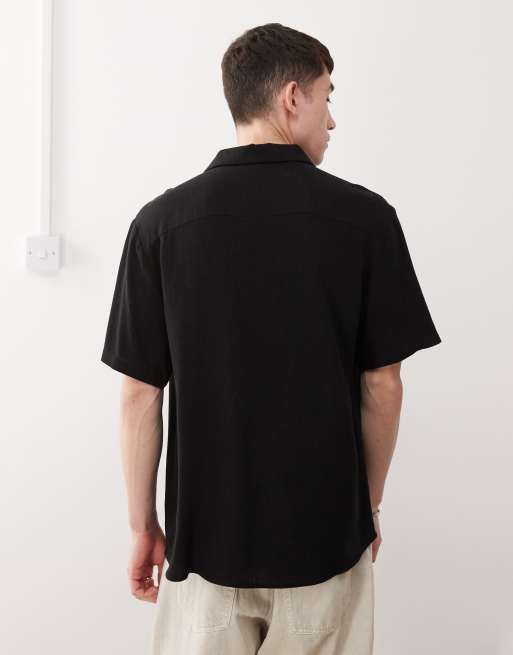 Reclaimed Vintage - Camicia oversize nera in misto lino, 4 di 4