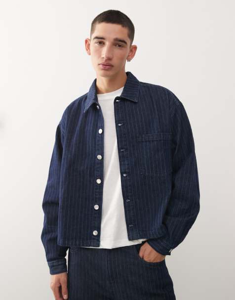 Reclaimed Vintage - Camicia squadrata blu gessato in coordinato - view 1