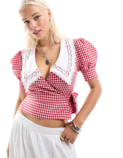 Reclaimed Vintage - Camicia stile western a portafoglio rossa a quadretti con colletto