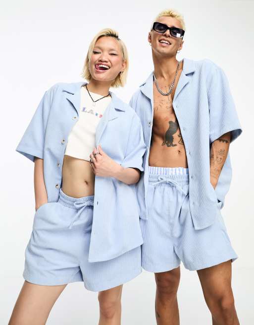 Reclaimed Vintage - Camicia unisex in velluto a coste blu