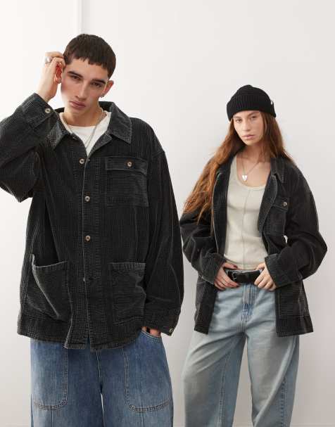 Reclaimed Vintage - Camicia unisex in velluto a coste nera - view 1