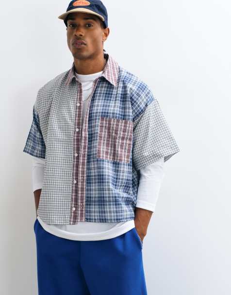 Reclaimed Vintage - camisa boxy de manga corta con cuadros combinados - view 1