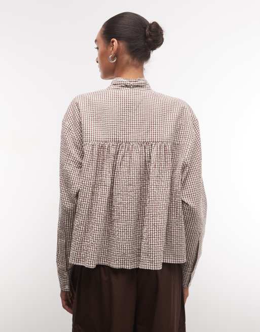 Reclaimed Vintage camisa con cuello alzado a cuadros vichy, 4 de 4