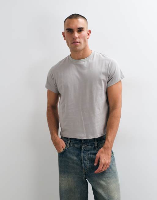 Reclaimed Vintage - camiseta boxy corta en gris, 1 de 5