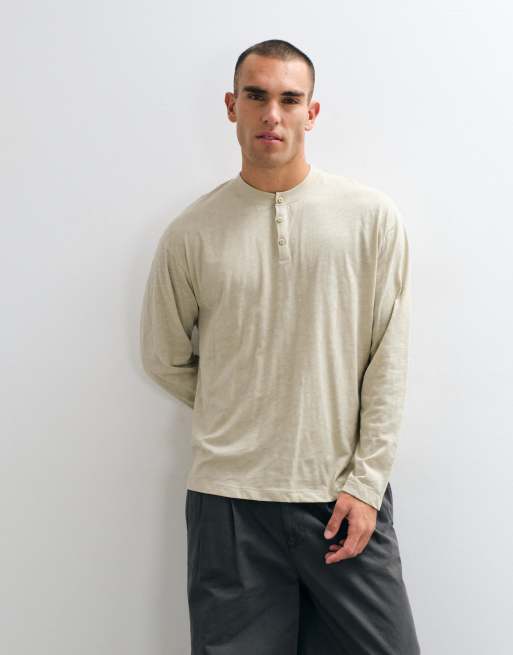 Reclaimed Vintage - camiseta henley en piedra, 2 de 5