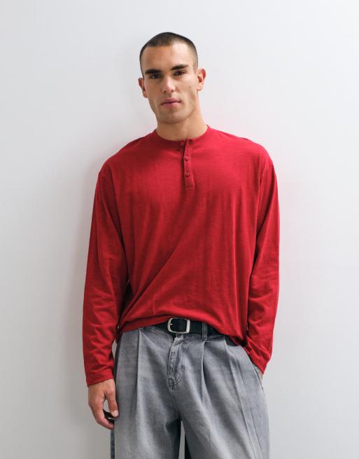 Reclaimed Vintage - camiseta henley roja, 1 de 5