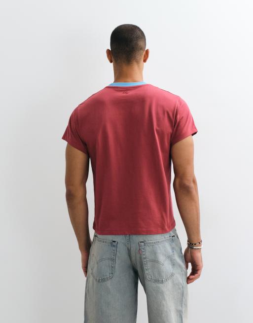 Reclaimed Vintage - camiseta ringer en burdeos con contraste, 5 de 5