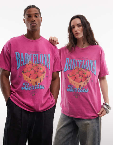 Reclaimed Vintage - camiseta unisex con eslogan en color berry - view 1