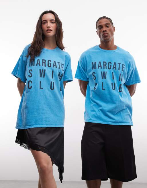 Reclaimed Vintage - camiseta unisex con eslogan Margate azul