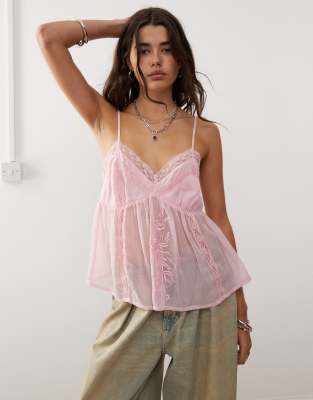 Thumbnail - Reclaimed Vintage - Camisole im Lingerie-Design mit Stickerei-Rosa
