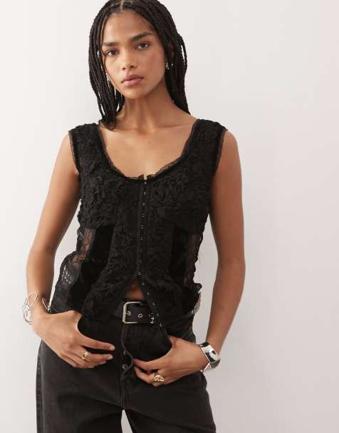 Reclaimed Vintage – Camisole-Oberteil aus Satinmix in Schwarz - view 1