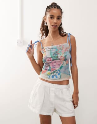 Reclaimed Vintage - Camisole-Top mit lizenziertem Matisse-Kunstprint und gebundenen Trägern-Bunt