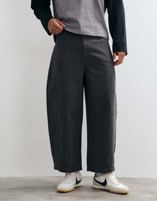 Reclaimed Vintage canvas and cord baggy jean in charcoal, 1 of 5