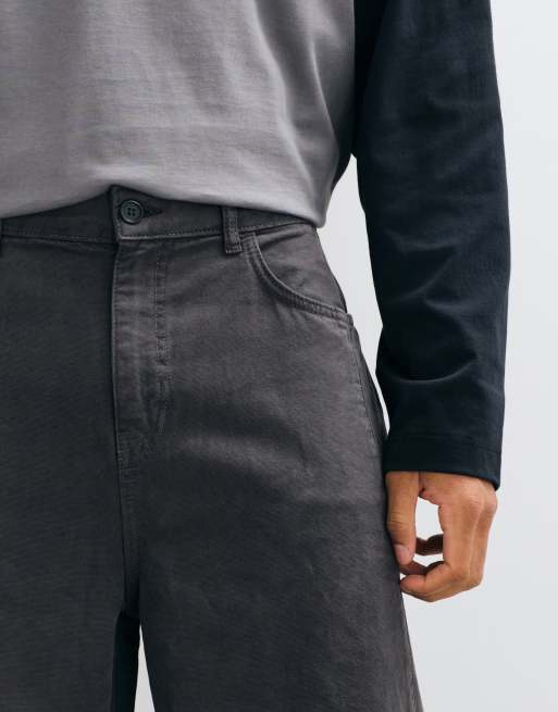 Reclaimed Vintage canvas and cord baggy jean in charcoal, 3 of 5