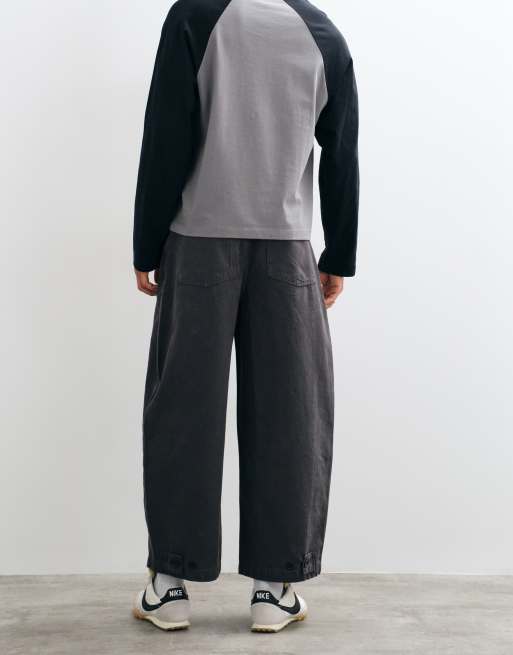 Reclaimed Vintage canvas and cord baggy jean in charcoal, 5 of 5